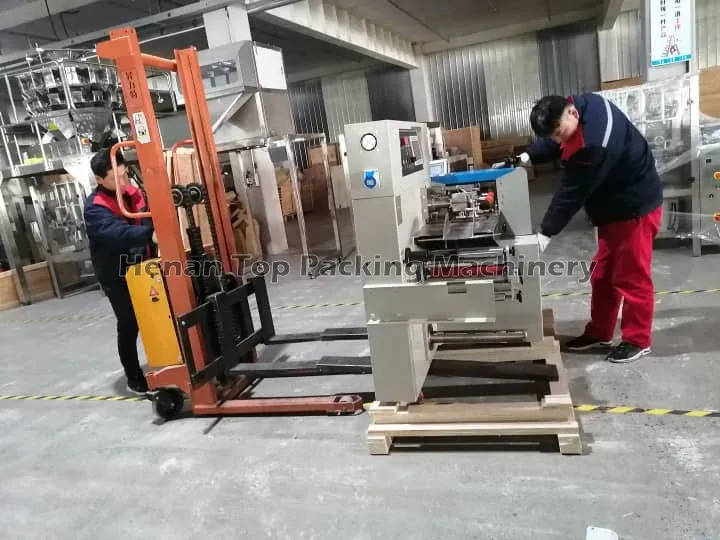 İspanya'ya satılık TH-450 yastık paketleme makinesi