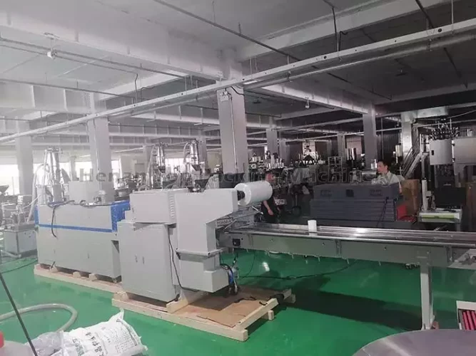 Pillow packing machine with heat oven